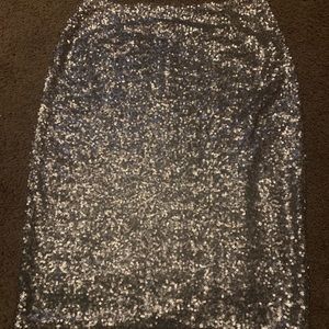 Halogen silver sparkly pencil skirt